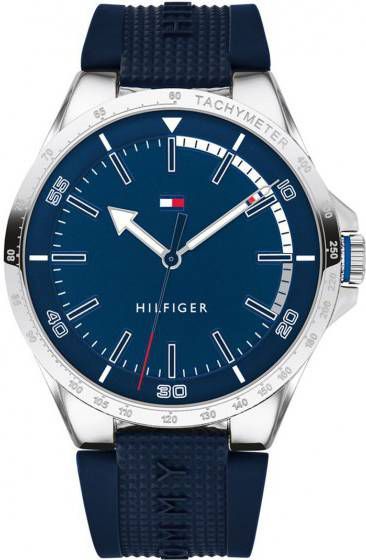 Tommy Hilfiger Riverside zilverkleurig horloge met wijzerplaat blauw -  Koffers.shop