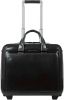 Piquadro Black Square Briefcase with wheels 2 compartments black Trolley online kopen