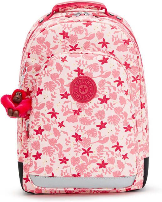 Kipling Class Room Rugzak pink leaves backpack