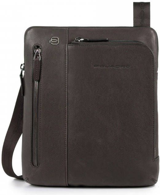 Piquadro Black Square Crossbody Bag iPad Air/Pro Dark Brown