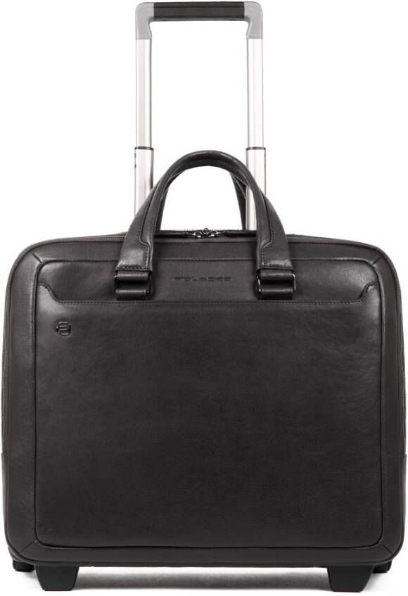 Piquadro Black Square Wheeled Computer Briefcase 15.6" With iPad Black
