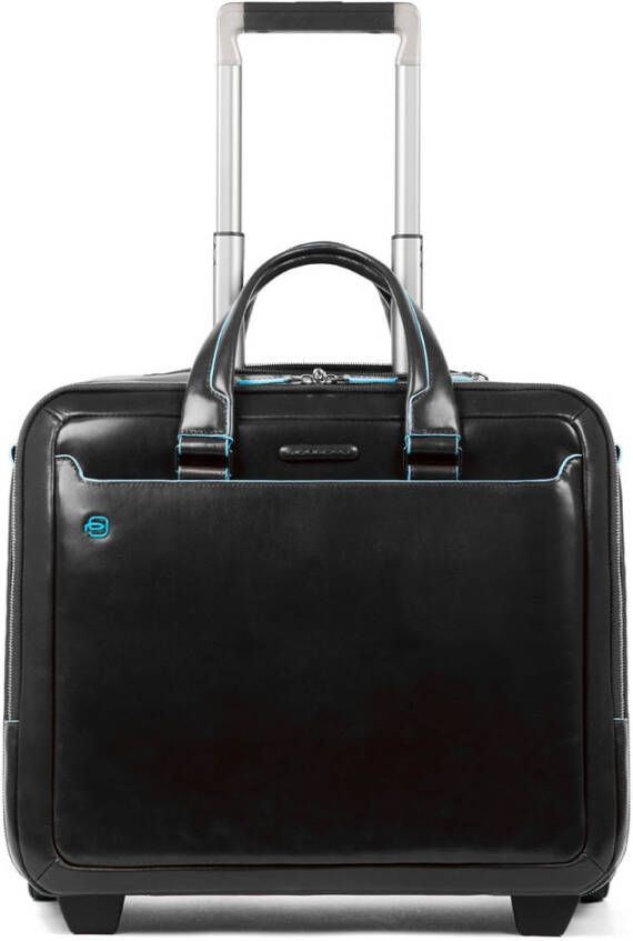 Piquadro Black Square Briefcase with wheels 2 compartments black Trolley