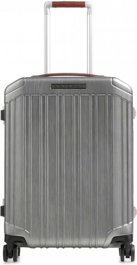 Piquadro PQ Light Ultra Slim Spinner 55 Grey With Tobacco Leather