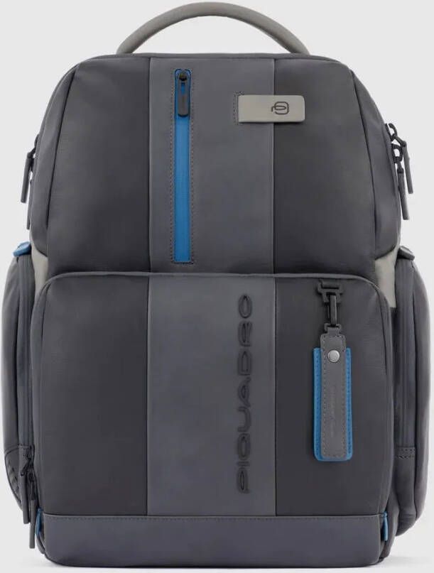 Piquadro Urban Fast Check PC Backpack 15.6&apos, &apos, Black/Grey Blue