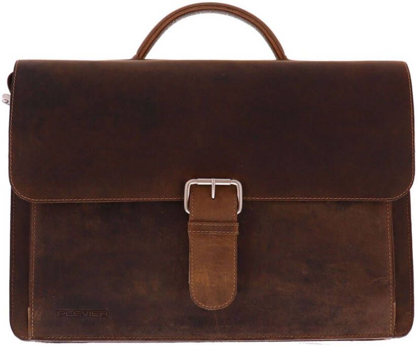 Plevier Crossbodytas Darwin Leren Old School Bag 15.6 Inch Bruin