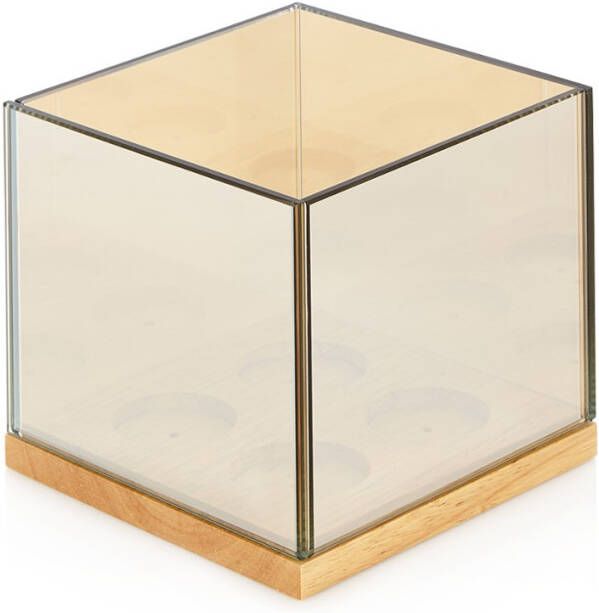 &k amsterdam Reflection Waxinelichthouder Glas 13,5 cm Quartet