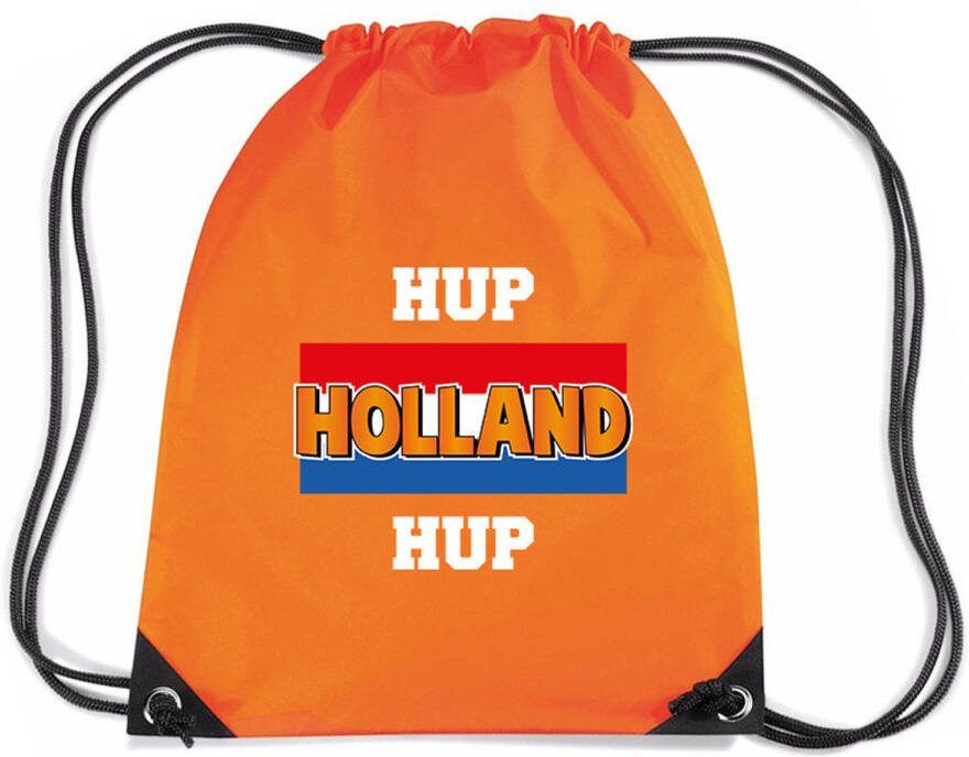 Bellatio Decorations Hup Holland Hup Voetbal Rugzakje/Sporttas Met Rijgkoord Oranje Gymtasje Zwemtasje