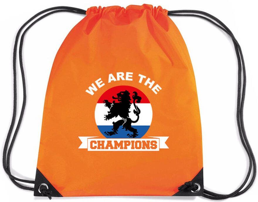 Bellatio Decorations We Are The Champions Voetbal Rugzakje/Sporttas Met Rijgkoord Oranje Gymtasje Zwemtasje