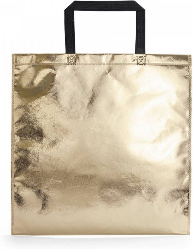 Merkloos Draagtas/schoudertas In Opvallende Metallic Gouden Kleur 45 X 44 X Cm Schoudertas