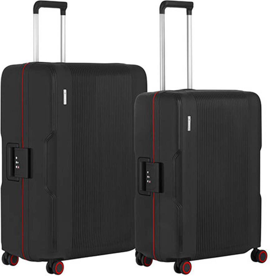 CarryOn Protector Luxe Kofferset Tsa Trolleyset M+l Formaat Met 4 delige Packer Set Kliksloten Zwart