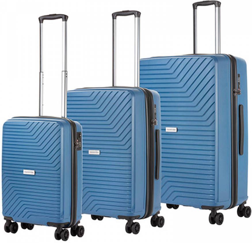 CarryOn Transport Tsa Kofferset 3 delige Trolleyset Met Okoban Usb Blauw