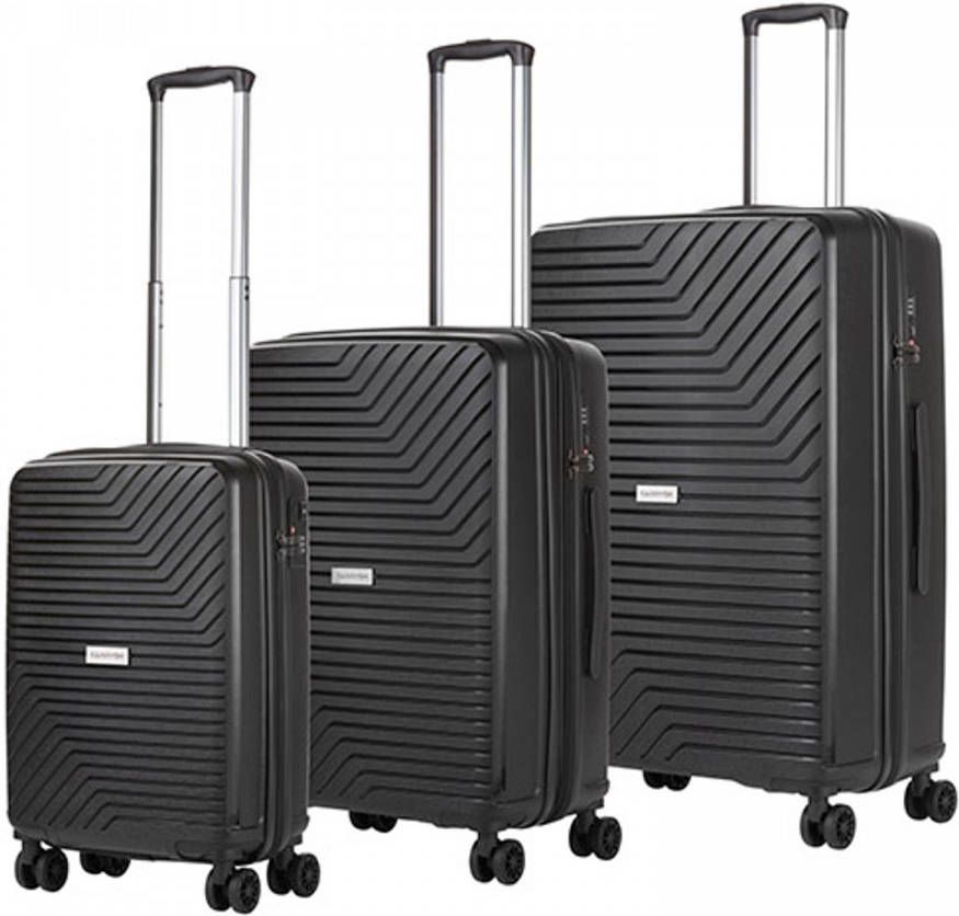 CarryOn Transport Tsa Kofferset 3 delige Trolleyset Met Okoban Usb Zwart