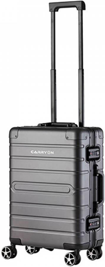 CarryOn Uld Handbagage Reiskoffer 55cm Luxe Aluminium Trolley Dubbel Tsa Slot Grijs