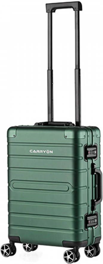 CarryOn Uld Handbagage Reiskoffer 55cm Luxe Aluminium Trolley Dubbel Tsa Slot Groen