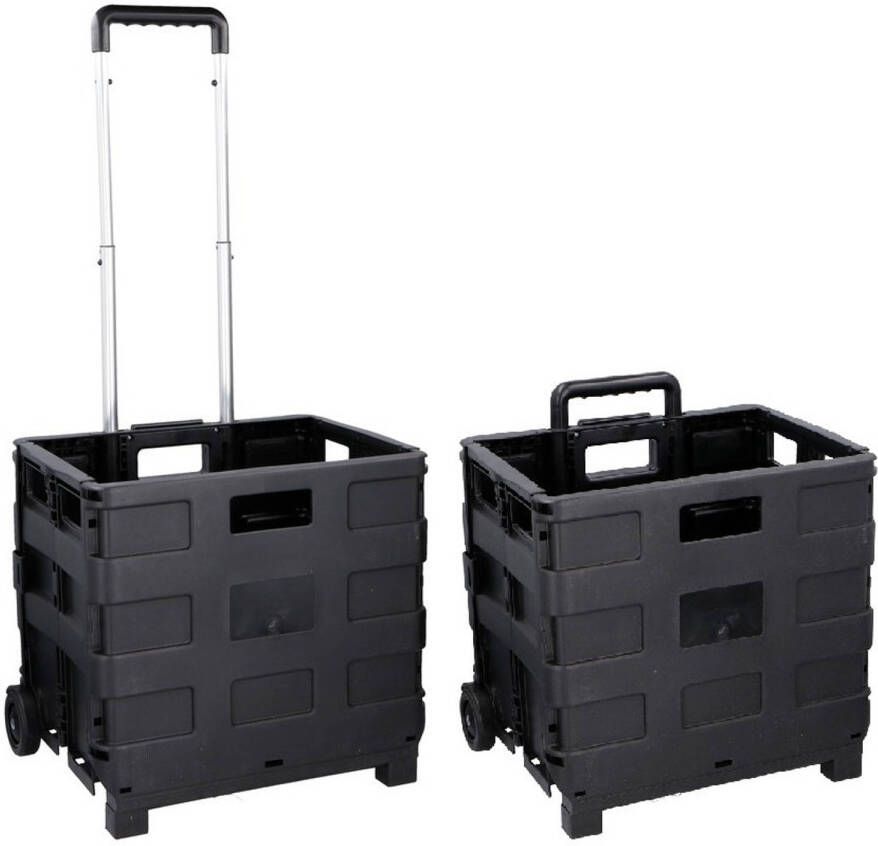 Merkloos Set Van 2x Stuks Opvouwbare Opbergkratten/boodschappentrolleys 36 Cm Boodschappenkratten