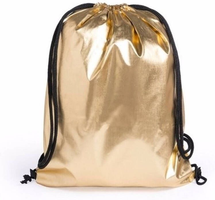 Merkloos Goud Metallic Gymtas/zwemtas Met Rijgkoord 34 X 42 Cm Rugzak