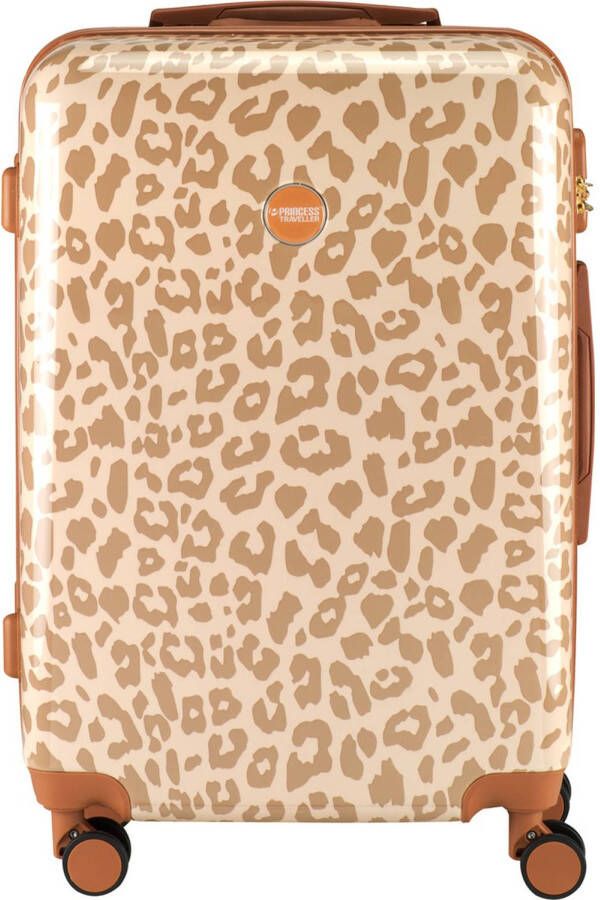 Princess Traveller Leopard Reiskoffer Crème/taupe M 66cm