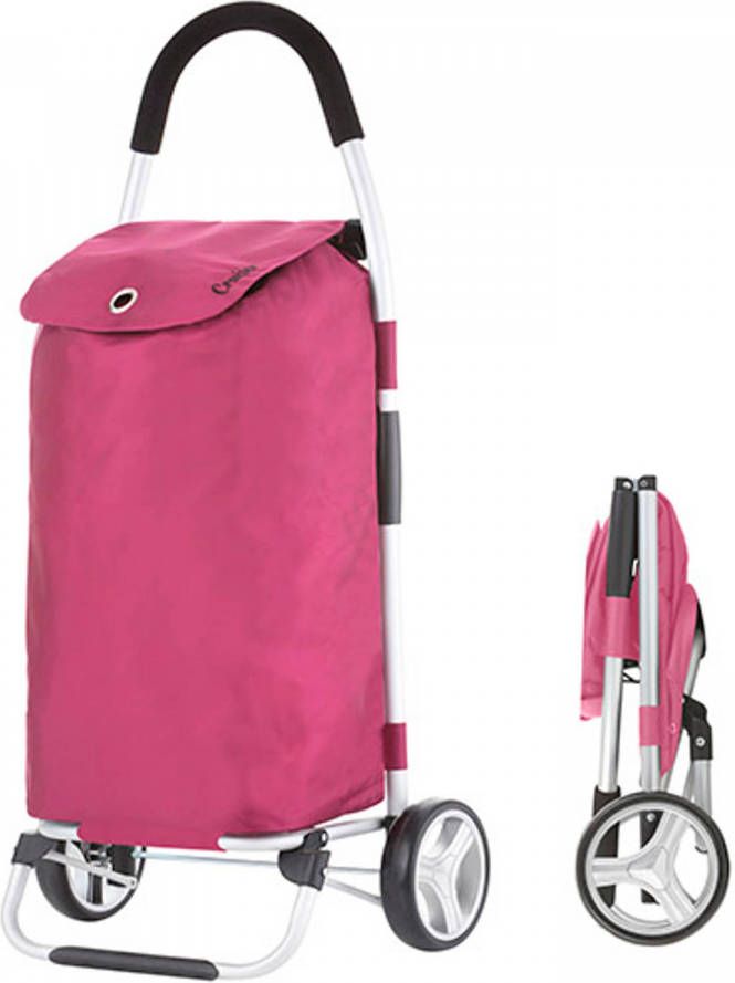 Shoppingcruiser 'Foldable' Boodschappentrolley Opvouwbare Boodschappenwagen Met Koelvak 45 Liter Fuchsia