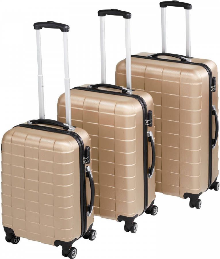 Tectake Kofferset Trolleyset 3 dlg Hardshell Cr Me 402674
