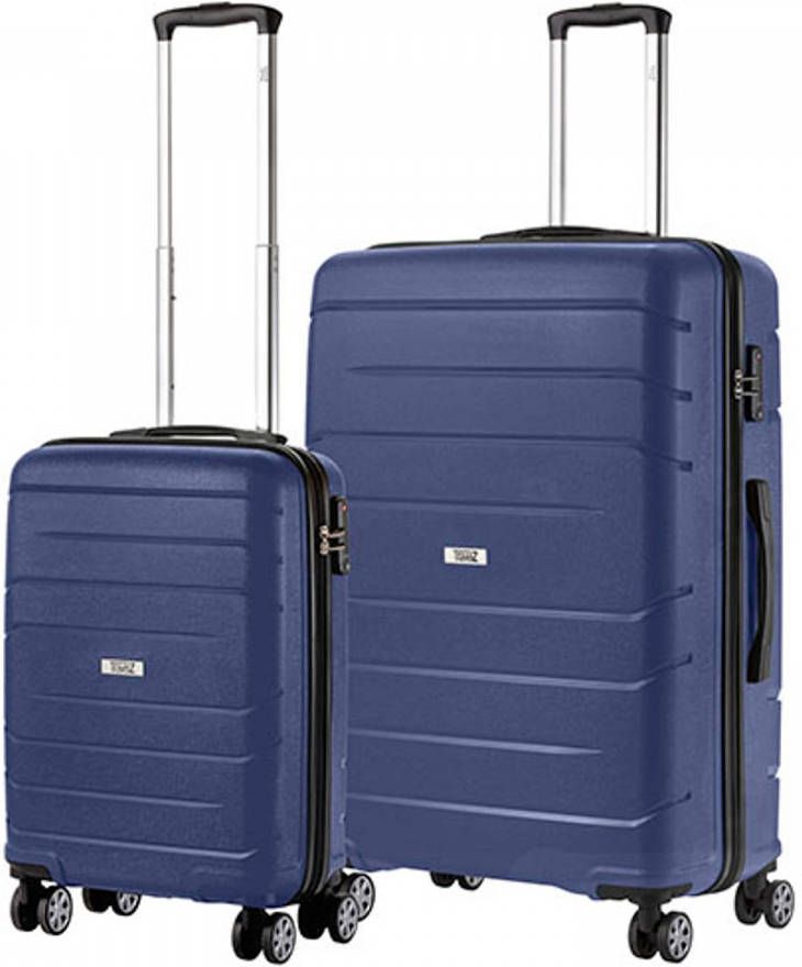 TravelZ Big Bars Kofferset Trolleyset 2 delig Handbagage + Groot Blauw