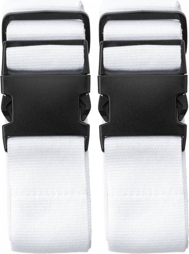 Trendoz 2x Stuks Kofferriemen/Bagageriemen 155 Cm Wit Kofferriemen