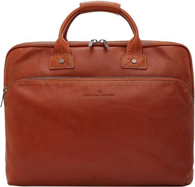 Castelijn & Beerens Firenze Business 3 Vaks Laptoptas 17&apos, &apos, Licht Bruin
