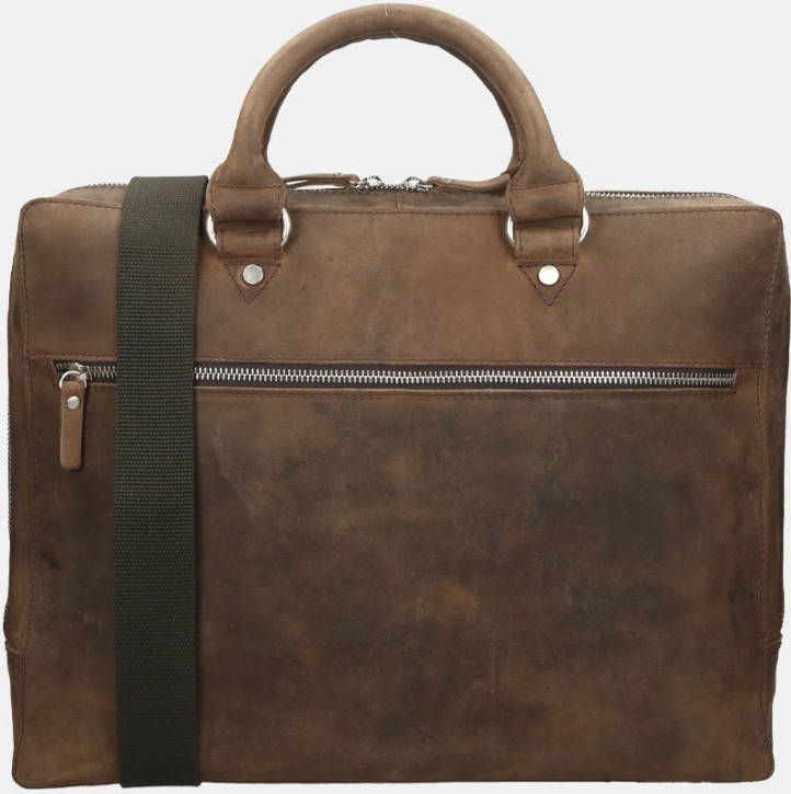 leonhard heyden Salisbury laptoptas in donkerbruin leer