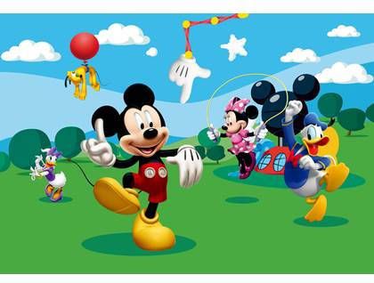 Disney fotobehang Mickey Mouse groen, blauw en geel 600357 360 x 2