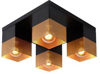 Lucide Renate Plafonnière zwart 4xe27 40w metaal