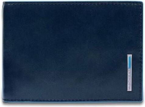Piquadro Blue Square Men&apos, s Wallet With Flip Up With ID/Coin Pocket Night Blue