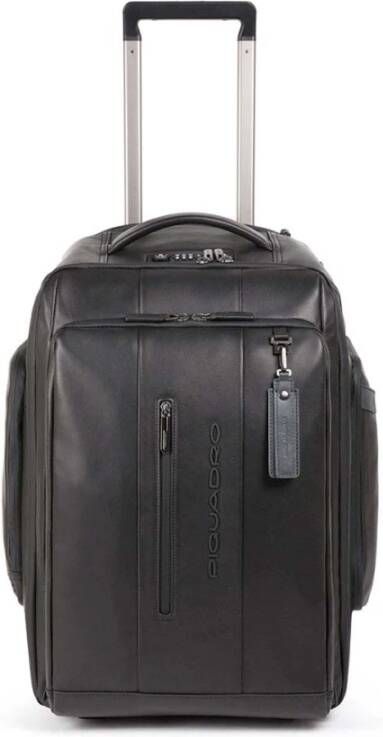 Piquadro Urban Cabin size PC and iPad Trolley Backpack with USB black backpack