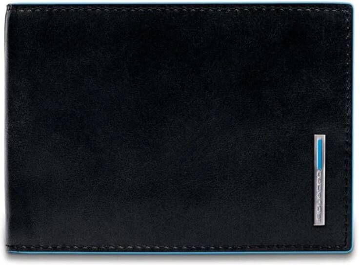 Piquadro Blue Square Men&apos, s Wallet With Flip Up With ID/Coin Pocket Black