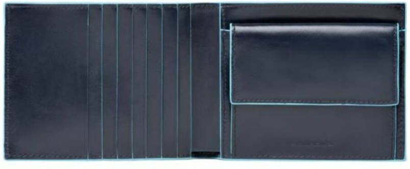 Piquadro Blue Square Mens Wallet with coin pocket night blue Heren portemonnee