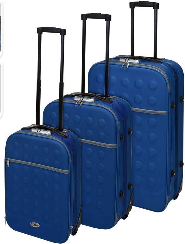 Reiskoffers met slot 3 delig blauw