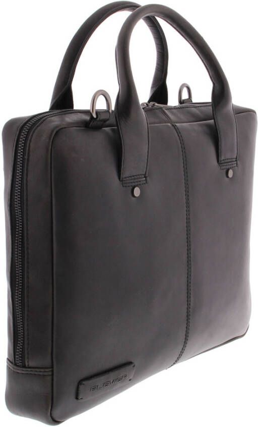 Plevier 14 inch leren laptoptas Navigator Tacan zwart