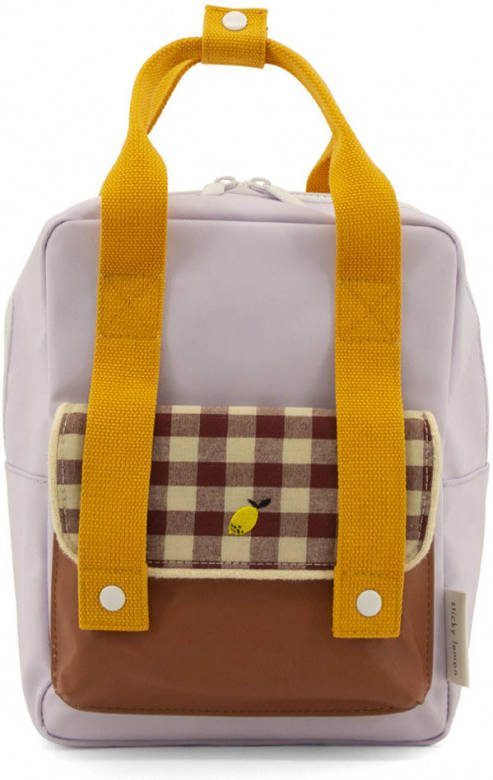 Sticky Lemon Gingham Backpack Small chocolate sundae daisy yellow mauve lilac