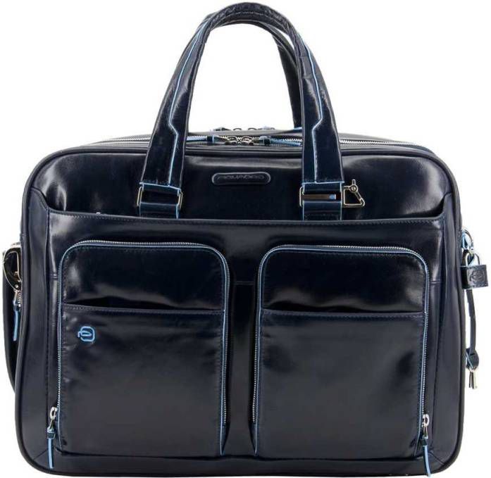 Piquadro Blue Square Expandable Computer Case with iPad/iPad Air Holder night blue