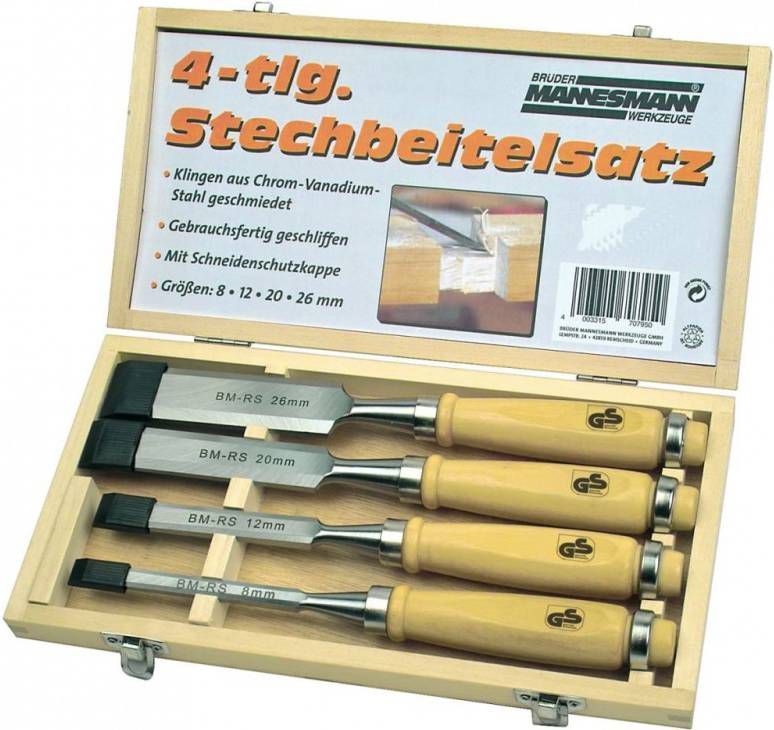 Brü, der Mannesmann Houtsteekbeitelset 4 delig 66104