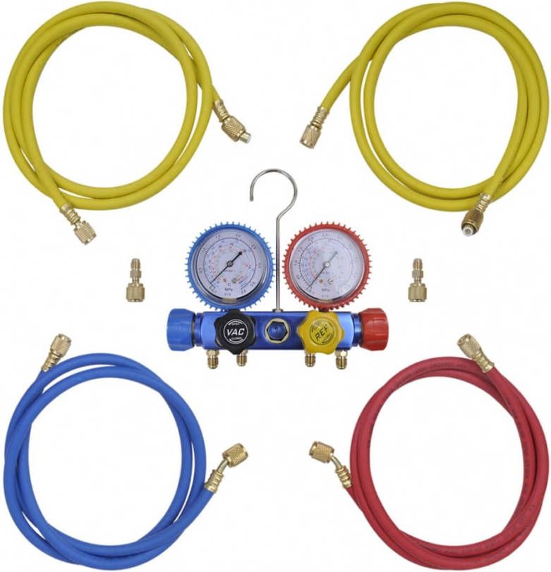 VIDAXL Manometer 4 richtingen set in opbergkoffer