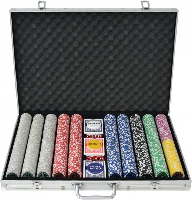 VIDAXL Pokerset met 1000 laser chips aluminium